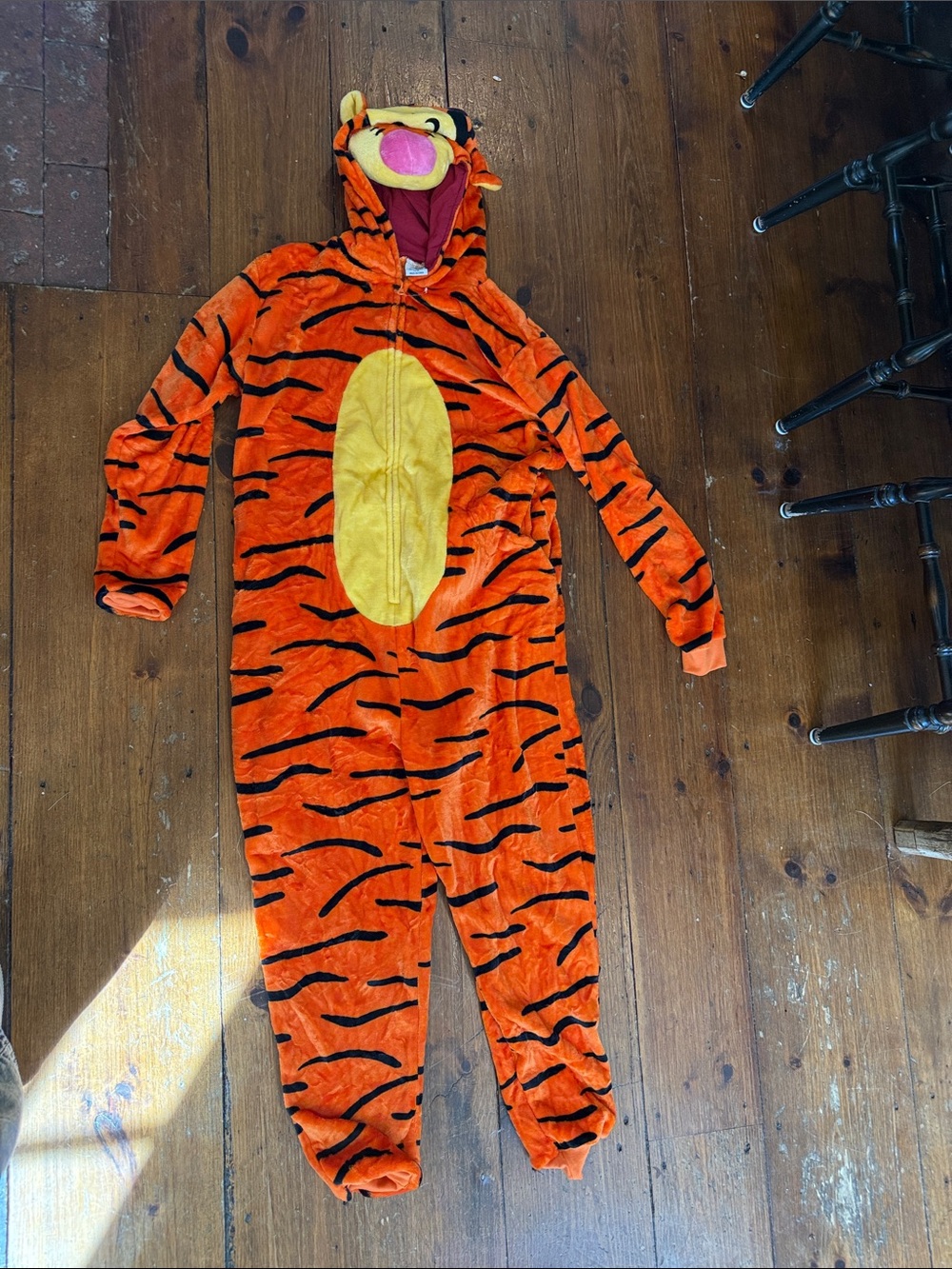 Adult Orange Tiger Onesie Costume with Hood
